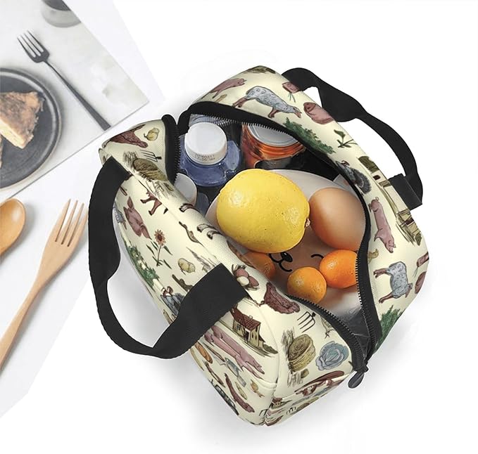 Farm Animal Lunch Bag Farm Lunch Box Insulated Reusable Lunch Tote Bag Cooler Tote Bag for Men Women