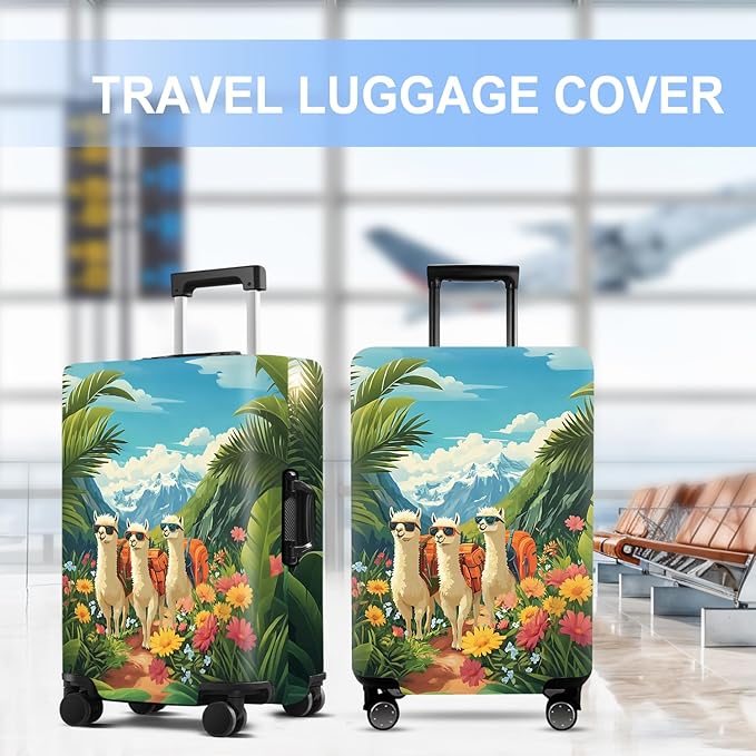 Alpaca Luggage Cover Washable Suitcase Protector Anti-Scratch,Stretchable Fit for 20-34Inch Luggage Durable Travel Bag Cover with Zipper Closure (Alpaca, L(28-30inch suitcase))