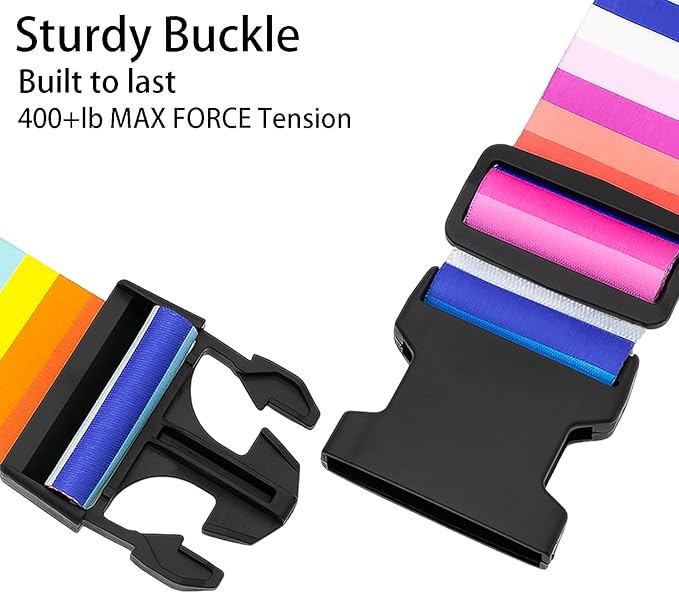 Rainbows Luggage Straps for Suitcases, Adjustable Luggage Travel Belts Security While Travel, Strong Polyester Fabric, Easy-to-Recognize Stylish Design Travel Essentials, 2 Pack