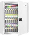 Uniclife 60 Position White Key Cabinet Steel Security Storage Box with Combination & Key Lock, Resettable, Digital, Adjustable Racks, Colorful Labels & Hooks