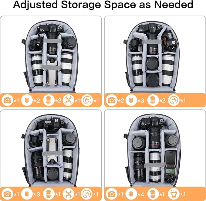 MOSISO Camera Backpack, DSLR/SLR/Mirrorless Photography Camera Bag 15-16 inch Waterproof Hardshell Case with Tripod Holder&Laptop Compartment Compatible with Canon/Nikon/Sony, Gray