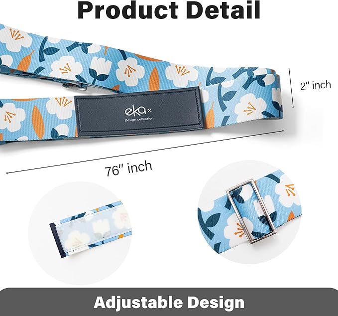 Luggage Straps for Suitcases,Adjustable Luggage Elastic Belt, Travel Essentials for Airport,Station, Vibrant Designs,(Kapok)