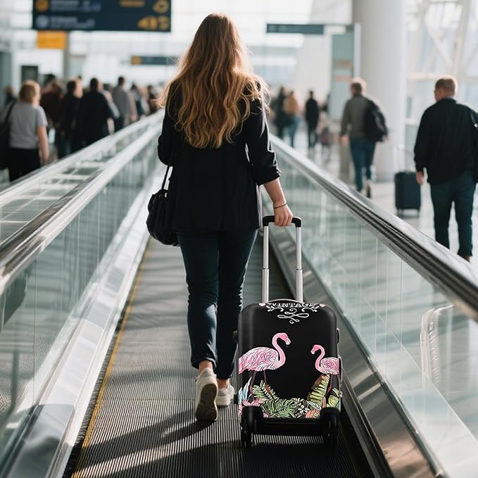 WUJIAONIAO Travel Luggage Cover Baggage Suitcase Cover Protector Skins 18-32 Inch (Flamingo A23, S (for 18-20 inch luggage))