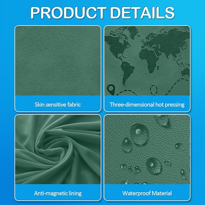 Passport Holders, RFID Blocking Credit Card Holder, PU Leather Passport Holders for Travel with Magnetic Buckle, Travel Must Haves Cruise Ship Essentials for Men, Women (Green)