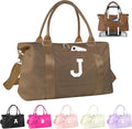 Birthday Graduation Gifts for Daughter,Initial Travel Duffel Bag Sports Gym Bag for Girls Teen Kids Birthday Gifts,Personalized Weekender Bag Carry On Tote Bags Cute Overnight Bag for Women(Brown, J)