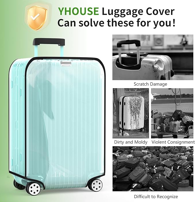 Suitcase Covers For Luggage, 28 Inch Clear PVC Luggage Covers Protector Full Thicken Transparent Waterproof Suitcase Sleeve With Large Velcro for 28" Wheeled Suitcases