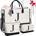 BAGAIL Initial Tote Bag, Personalized Birthday Gifts for Women, Teacher, Friends, Mom, Wedding, Monogrammed Beach Bag