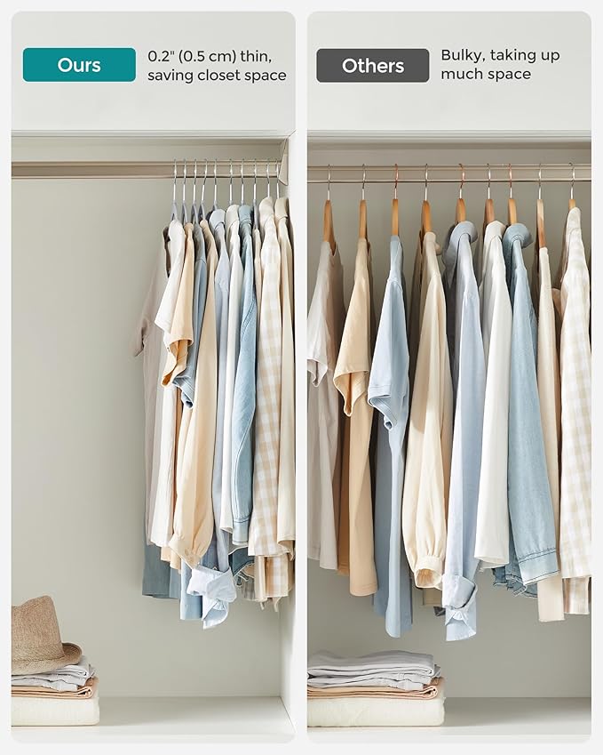 SONGMICS Clothes Hangers, Pack of 60 Plastic Coat Hangers, Space-Saving, Light Gray and Dark Gray UCRP0050G01