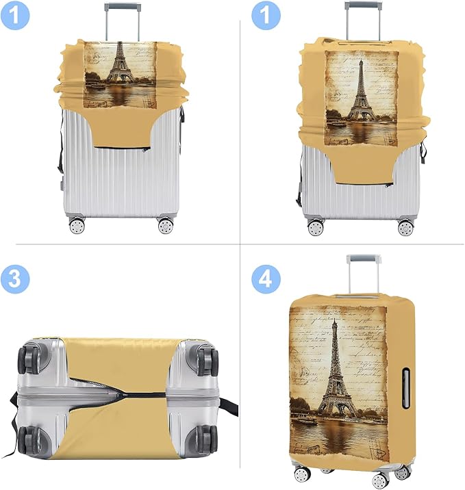 Luggage Cover Washable Suitcase Protector Anti-scratch Suitcase cover Fits 20-34 Inch Luggage (Tower-3, S(20-22inch suitcase))