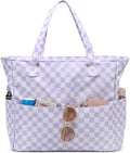LEDAOU Large Beach Tote Bag Women Waterproof Sandproof Zipper Beach Tote Bag for Pool Gym Grocery Travel with Wet Pocket