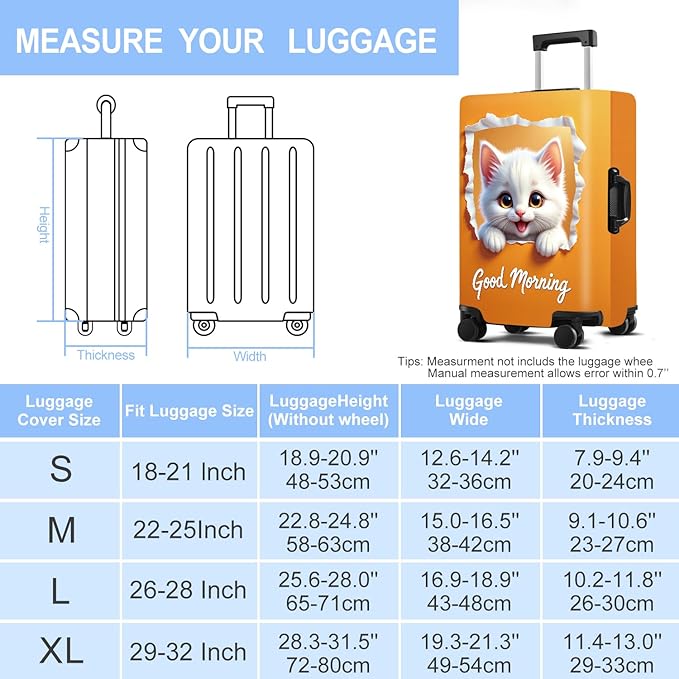 Luggage Cover Washable Suitcase Protector Anti-scratch Suitcase cover Fits 20-34 Inch Luggage (CAT2, S(20-22inch suitcase))