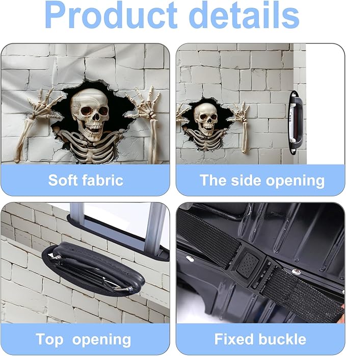 Luggage Cover Washable Suitcase Protector Anti-Scratch,Stretchable Fit for 20-34Inch Luggage Durable Travel Bag Cover with Zipper Closure (Skull, XL(fits 32-34Inch suitcase))