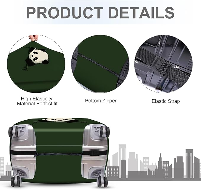 ANNA QUEEN Panda Luggage Cover, Cute Panda Design Suitcase Protector, Stretchable Washable Travel Sleeve for 20-22 Inch Luggage