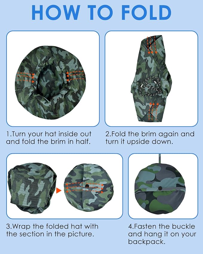 BROTOU Foldable Bucket Hats for Women/Men, UPF 50+ Wide Brim Sun Hat, Waterproof Fishing Cap with UV Protection