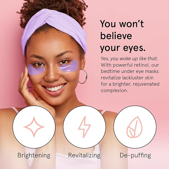 grace & stella Retinol Under Eye Patches for Puffy Eyes and Dark Circles - Restoring Gel Under Eye Masks with Hyaluronic Acid - Vegan Cruelty-Free Skincare - Birthday Gifts for Women (Purple, 6 Pairs)