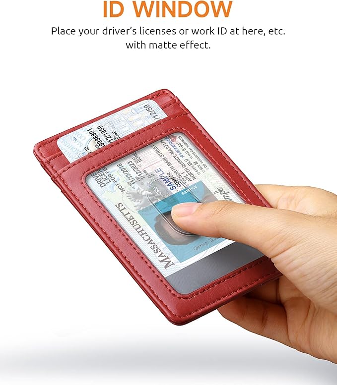 Buffway Mens Slim Wallet, Minimalist Thin Front Pocket Leather Credit Card Holder with RFID Blocking for Work Travel