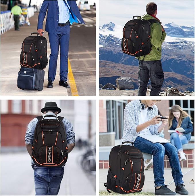Travel Laptop Backpack,Extra Large 18.4 inch Gaming Laptop Backpacks with USB Charging Port,Big Capacity TSA Friendly RFID Anti Theft Pocket Durable College unisex Heavy Duty Computerbag
