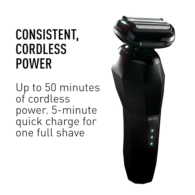 Bevel Electric Shaver for Men, Mens Foil Shavers for face, Wet & Dry Shave, Waterproof, Fast Charging, Cordless Rechargeable, Black