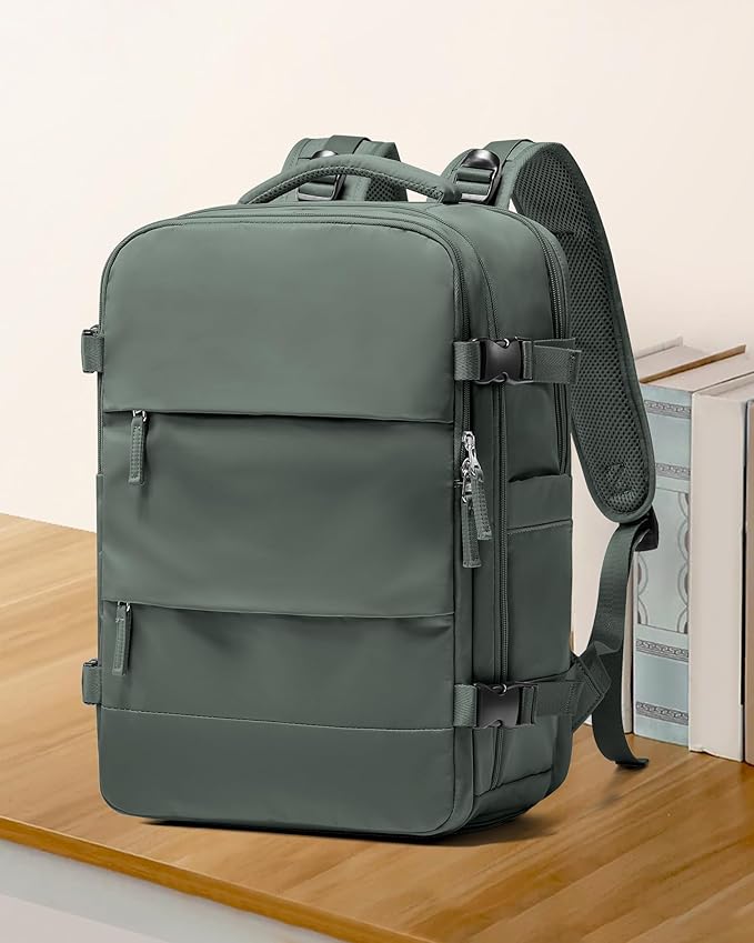 coowoz Travel Backpack For Women Men,Carry On Backpack,Hiking Backpack Waterproof Outdoor Sports Rucksack Casual Daypack Travel Essentials(Olive Green)