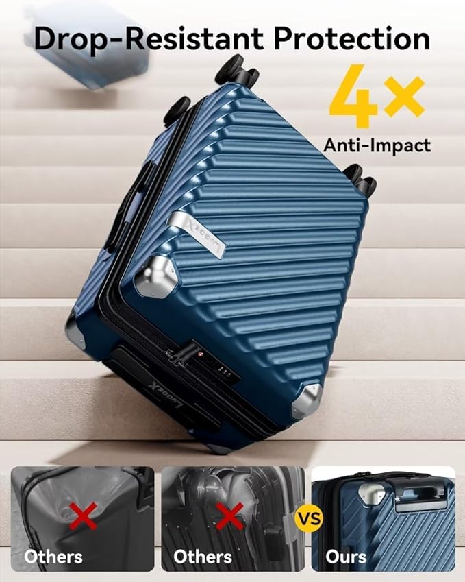 LUGGEX Luggage with Spinner Wheels - Expandable Hard Shell Suitcase With Wheels, Carry-On 20-Inch, Cherry