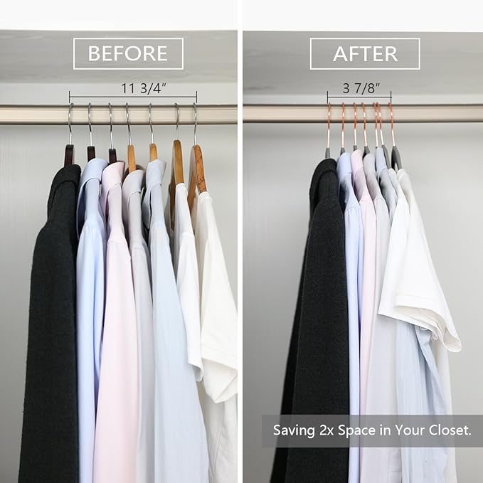 MIZGI Premium Velvet Hangers (30 Pack) Heavy Duty - Non Slip - Velvet Suit Hangers Gray - Copper/Rose Gold Hooks,Space Saving Clothes Hangers (Gray)