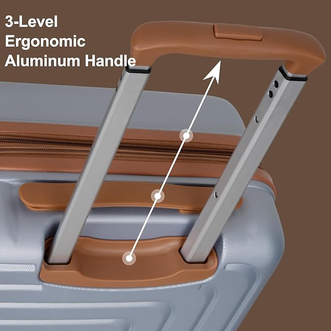 Romswi Expandable 28" Checked Luggage,Large Hardshell Suitcase with Double Spinner Wheels for 20% More Space, Airline Approved Lightweight Hardside Luggage, Scratch-Resistant & YKK Zipper,Silver
