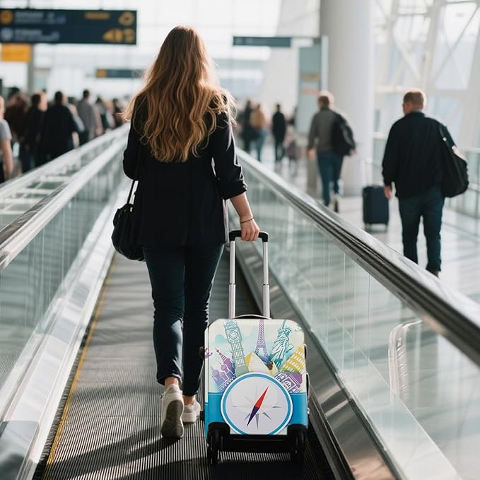 WUJIAONIAO Travel Luggage Cover Baggage Suitcase Cover Protector Skins 18-32 Inch (compass, S (for 18-20 inch luggage))