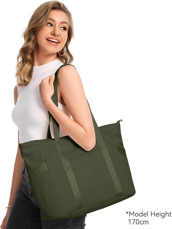 Tote Bag for Women with Zipper, Travel Tote Bags with Compartments Large Shoulder Bag Handbag for Gym Work School