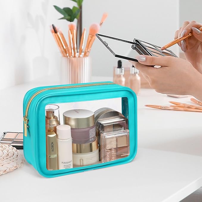 PACKISM TSA Approved Toiletry Bag - Upgrade Color-Edged Clear Makeup Bags, Clear Toiletry Bags For Traveling Fits Various Storage Needs