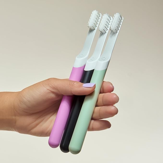Quip Plastic Sonic Toothbrush, Electric Toothbrush for Adults –Time Travel & Soft Bristles with Travel Case & Replaceable Brush Head -3-Month Battery Life - Sage Green