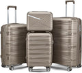 Luggage Set 4 Piece with Spinner Wheel, TSA Approved Expandable Hardshell Suitcase, Lightweight Travel Family Set for Men and Women(Champagne)