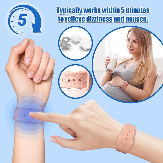 Hion Motion Sickness Bracelets Sea Sickness Wristbands for Motion Sickness/Morning Sickness/Pregnancy Nausea Anti Nausea Wristband Acupressure Nausea Bands Motion Sickness Bands（3Pairs-Bule）