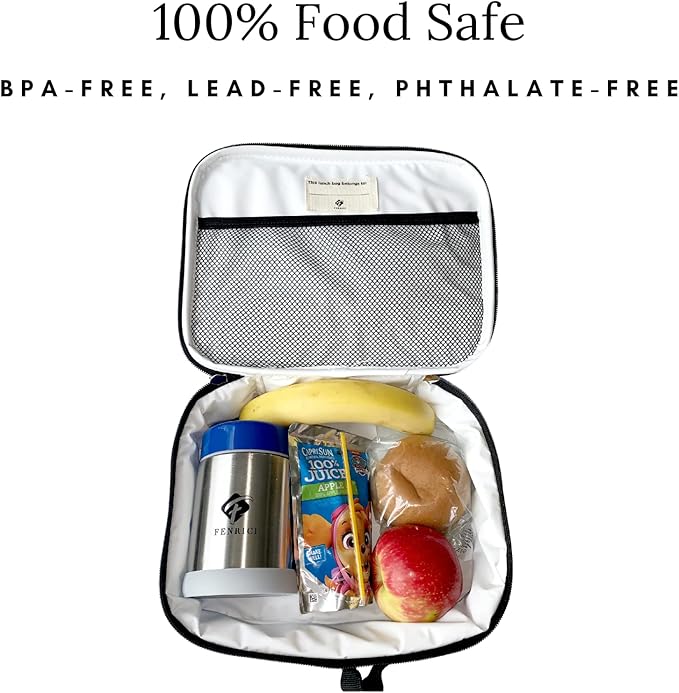 Fenrici Lunch Box for Boys, Kids Insulated Lunch Bag, Soft Sided Compartments, Spacious, BPA Free, Food Safe, 10.8in x 8.5in x 2.8in, Shark, Camo