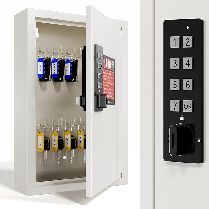 40 Keys Electronic Key Lock Box for Keys with Code, Private/Public/Password Hiding Mode Key Cabinet Wall Mount for Garage/Property Management Key Storage