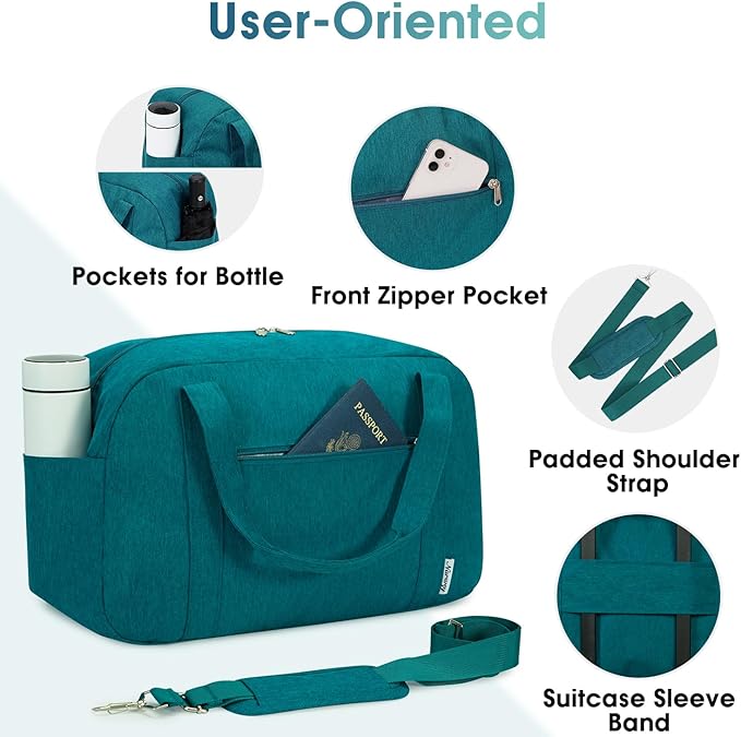 Narwey 18" Carry on Bag Underseat for Airplane with Wet Pocket Spirit Airlines Personal Item Bag Travel Duffel Bag Small Gym Bag Weekender Overnight for Women and Men (Teal)