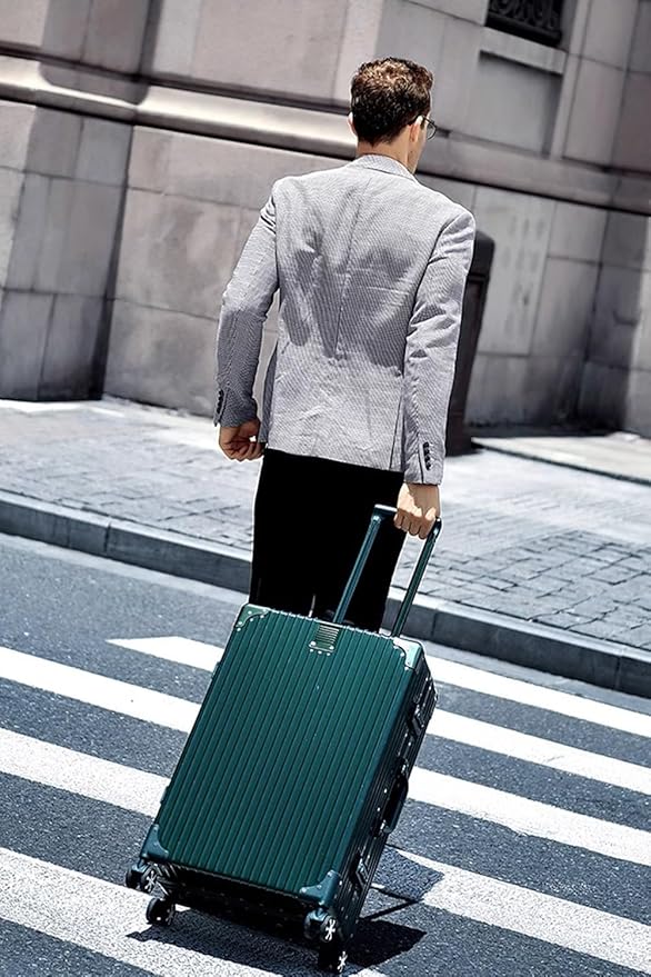 HotWay 28 Inch Checked in Luggage with Aluminum Frame, PC Hard Shell Suitcase with Spinner Wheels and TSA Lock, Large Suitcase for Travel, Green