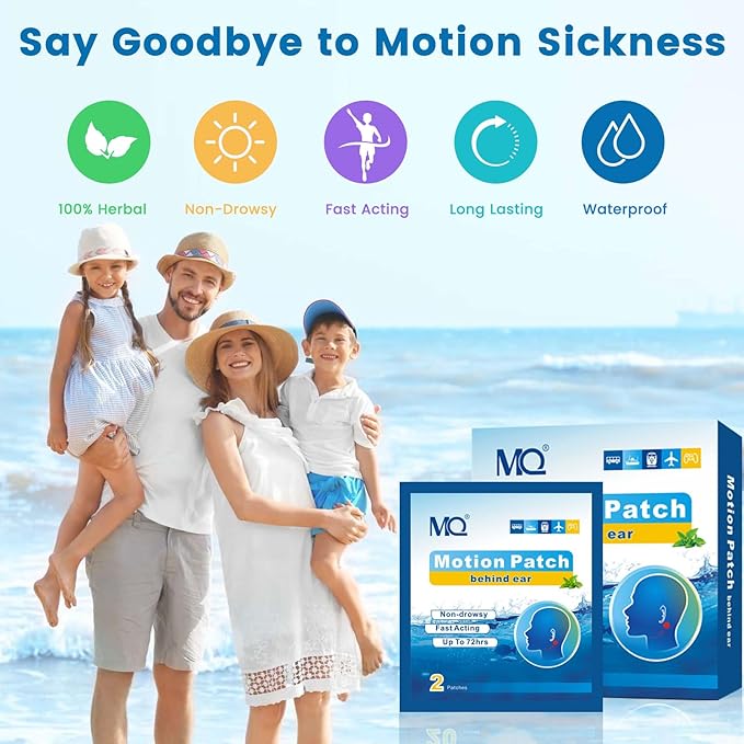 MQ 20ct Motion Sickness Patches, Light Color, Sea Sickness Patches Non Drowsy & Waterproof, Cruise Ship Travel Essentials, Fast Acting & Long Lasting 72H