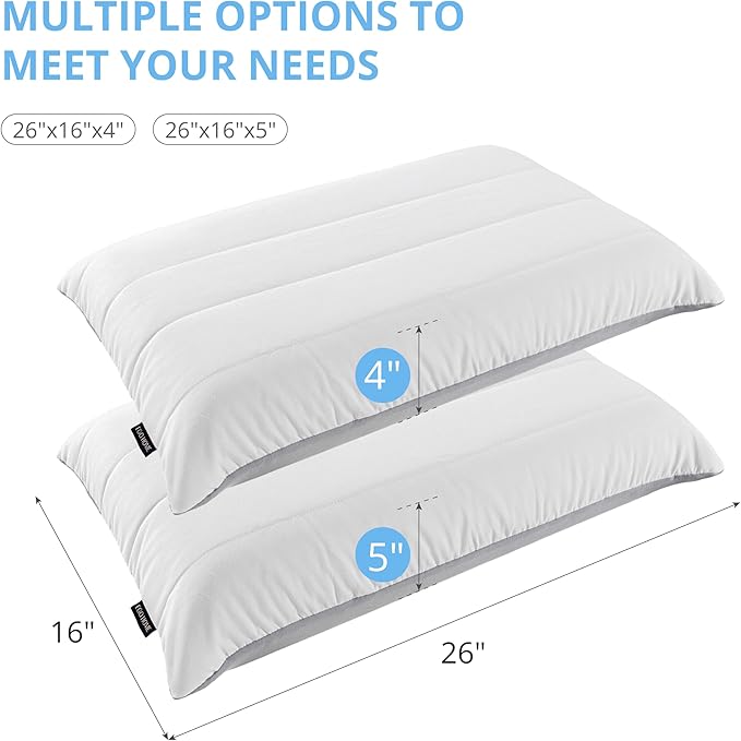 EGOHOME Cooling Memory Foam Pillow for Neck and Shoulder Pain,Two Firmness with Washable & Reversible Cover, Standard Size,1 Pack 4",CertiPUR-US