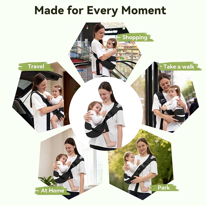 Baby Carrier Newborn to Toddler-Adjustable Baby Sling Carrier,Baby Sling Carrier for 25-60lbs,Comfortable Toddler Sling for Hands-Free Carrying