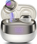 Sleep Earbuds Bluetooth 5.4 in Ear Light-Weight Headphones, Mini Sleep Headphones Small Design for Side Sleepers, 47H Playtime with Charging Case, Clear Calls Earphones, Cream White