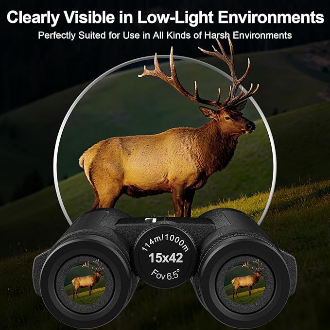 15x42 Binoculars for Adults High Powered - Aurosports HD Lightweight Bird Watching Binocular with Phone Adapter, BAK4 Prism & Carrying Bag