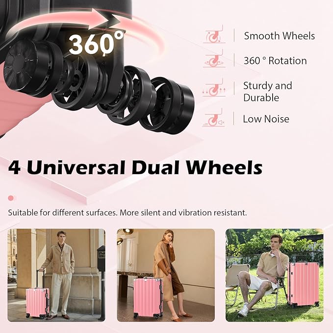 Krute Large Luggage 28 inch Zipperles Suitcase With Spinner Wheels USB Charger Hardside PC Aluminum Frame Luggages Checked Suitcases with TSA Lock (1 Piece)