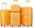 Campfun Luggage 4 Piece Sets, Expandable Carry On Luggage Set Hardshell PP, Suitcase Set with Double Spinner Wheels, Checked Durable Lightweight with TSA Lock, 14/20/24/28in, Orange(A)