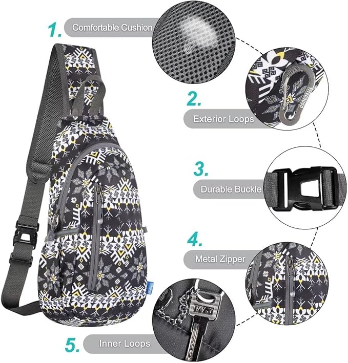 TITECOUGO Small Sling Bag, Lightweight Crossbody Backpack for Men Women, Shoulder Bag for Sports and Outdoor