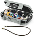 LOFICOPER Portable Safe Box, 4 Digit Combination Security Case, Waterproof Travel Lock Box, Small Beach Safe with Removable Chain, for Sports, Travel, Home, Office, Grey