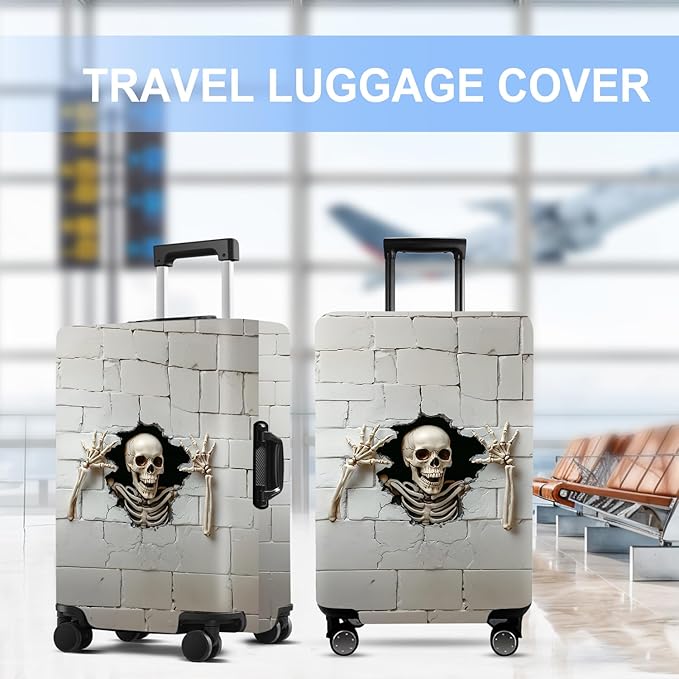 Luggage Cover Washable Suitcase Protector Anti-Scratch,Stretchable Fit for 20-34Inch Luggage Durable Travel Bag Cover with Zipper Closure (Skull, XL(fits 32-34Inch suitcase))