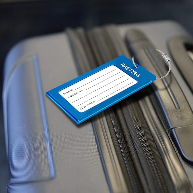 Luggage Tags Metal Suitcase Tags Travel Bag ID Identifier Luggage Tag (Blue 6-Pack)