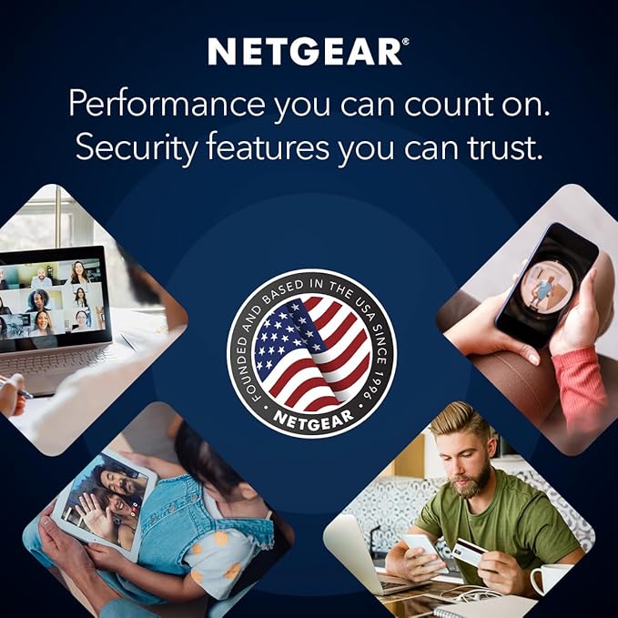 NETGEAR Nighthawk Dual-Band WiFi 7 Router (RS100) – Security Features, BE3600 Wireless Speed (up to 3.6 Gbps) - Covers up to 2,000 sq. ft., 50 Devices – 2.5 Gig Internet Port - Free Expert Help
