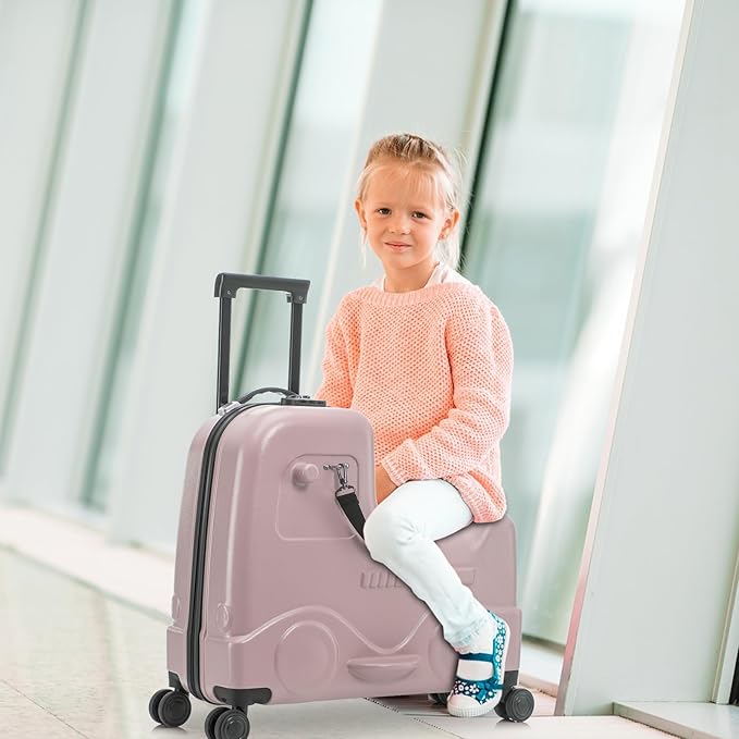 Apelila Checked Luggage for Kids - 24 Inch Ride On Horse Suitcase, Airplane Travel Trunk with Wheels, Pull Along Carry On Storage for Boys & Girls Ages 2-8, Ideal for 3-5 Day Trips, Check-In Only