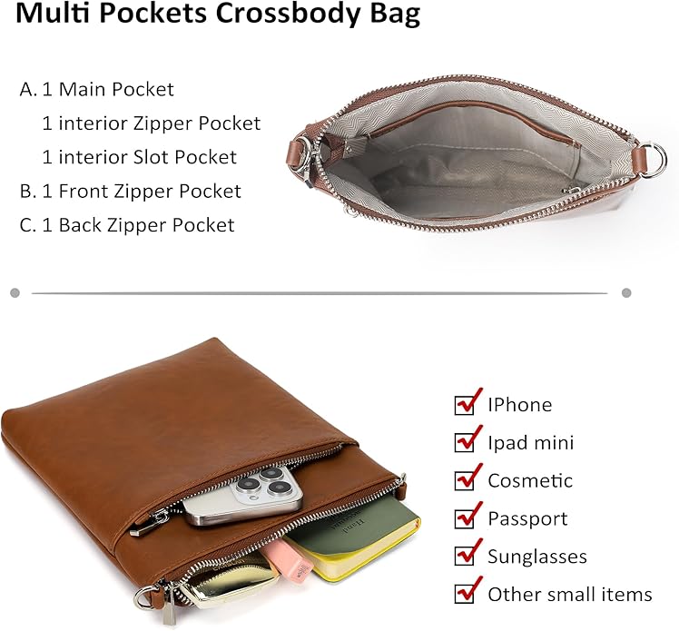 befen Genuine Leather Small Crossbody Purses for Women Travel Cross Body Bags Lightweight with Adjustable Shoulder Strap
